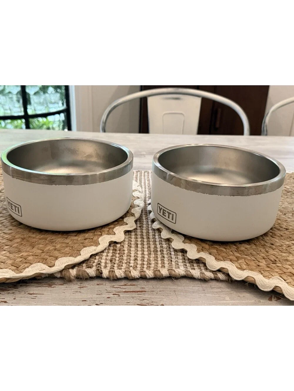2 PO Yeti White Dog Bowls 